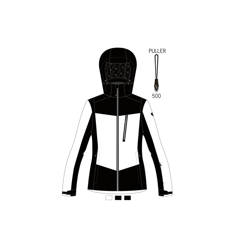 AST Completo sci donna col.nero. Disegno in bianco, tessuto interno termico